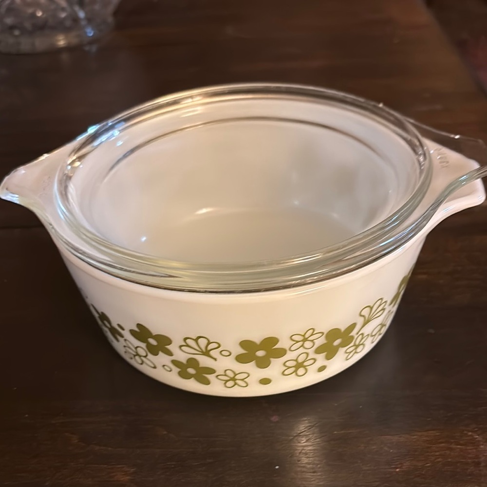 Vintage Floral Glass Baking Dish